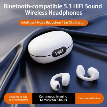 Спортивные наушники D101 с зажимом для ушей с костной проводимостью, Стереофонический объемный звук, совместимый с Bluetooth, 5.3 HiFi Звук, беспроводные наушники