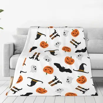 Хэллоуин, тыквы, летучие мыши, одеяла с рисунком ведьмы, Фланелевый текстильный декор, мягкие покрывала для дивана, покрывала для спальни