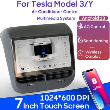 Мультимедийный плеер Android с 7-дюймовым сенсорным экраном, радио для Tesla Model 3 Y Back, задняя панель дисплея, управление кондиционером IPS