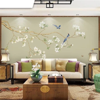 обои wellyu на заказ, 3D фрески, нефритовая орхидея, фоновая стена, ручная роспись цветов и птиц, новые китайские 3D обои