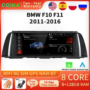 Беспроводной автомобильный мультимедийный радиоплеер Carplay на 8 ядрах Android 10 для BMW F10 F11 2011-2016, BT WIFI SIM, GPS-навигация, сенсорный экран