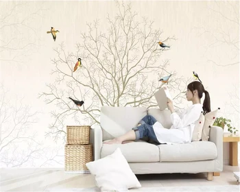 бейбеханг Пользовательские обои 3d фреска абстрактное дерево птица гостиная ТВ фон настенная картина Papel de parede 3D обои фреска