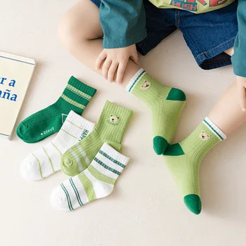 5 шт. Детские вязаные мягкие модные носки с буквами, детские чулки средней длины, длинные носки для маленьких мальчиков и девочек, повседневные носки