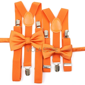 Мужские женские комплекты с эластичными подтяжками и галстуком-бабочкой для малышей, оранжевые, имбирно-розовые комплекты для свадебной рубашки для мальчиков, бретельки-бабочки, брюки, аксессуары