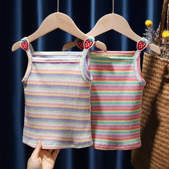Детская летняя одежда для девочек 2023 года, новая хлопковая верхняя одежда для корейских девочек на лето