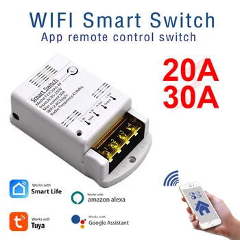 Tuya Smart Switch 4000 Вт 30A Модуль Домашней Автоматизации 20A Релейный Модуль RF433 220 В 12 В 24 В Приемник Работает С Alexa Google Home