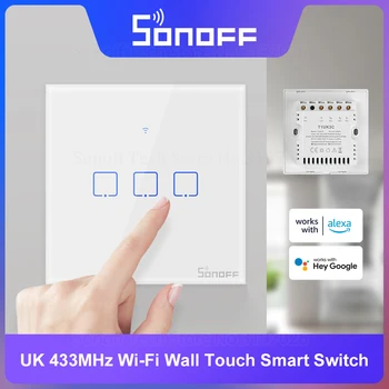SONOFF T1UK TX 1/2/3 Банды 433 МГц RF WiFi Настенный Сенсорный Умный переключатель Поддержка локальной сети Приложение eWeLink Работает С Alexa Google Home IFTTT