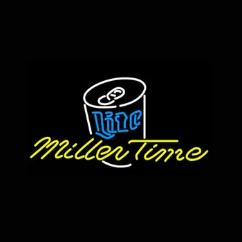 Miller Time Lite Пивная банка Лампа Ручной работы Из настоящего стекла Бар Мотель Реклама Декор стен Вывеска Неоновый Свет 19 