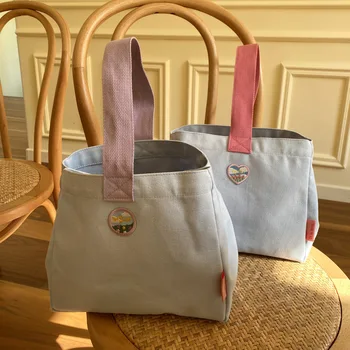 Шикарная холщовая сумка для Бенто, модная вышитая сумка для ланча, портативная сумка для хранения, сумка для мамы