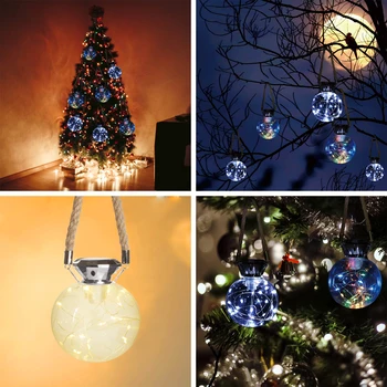 10 упаковок рождественских светодиодных подвесных солнечных фонарей, наружных водонепроницаемых многоцветных ламп IP65 для праздничного украшения сада и двора.