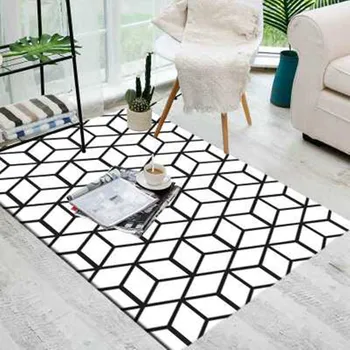 Прямоугольный ковер в скандинавском стиле, 3D стерео геометрический черно-белый узор, журнальный столик для спальни, прикроватная тумбочка, ковры для гостиной