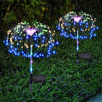 Светильники Одуванчика Солнечного Света Фейерверка 125LED Водоустойчивые для Напольного Патио сада