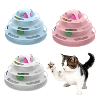 4 Слоя Забавного проигрывателя Crazy Ball Disk Интерактивные игрушки для кошек для зоотоваров