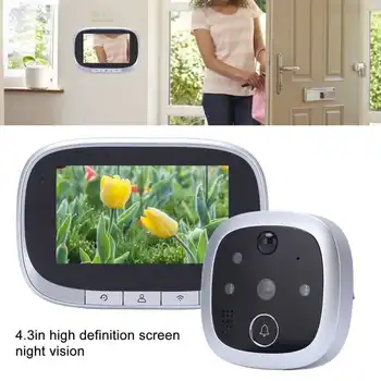 4,3-дюймовая камера-глазок, WiFi Смарт-видеодомофон, Обнаружение движения, ночное двухстороннее аудио для приложения