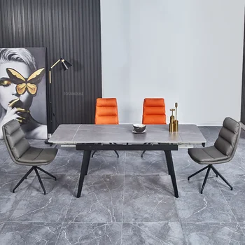 Nordic Leather Может Вращать Обеденные Стулья Для Кухонной Мебели Home Light Роскошный Обеденный Стол Для Столовой Офисное Вращающееся Кресло CN