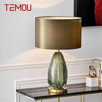 Современная декоративная настольная лампа TEMOU, зеленая прикроватная светодиодная настольная лампа для дома, спальни, гостиной, офиса, кабинета, отеля