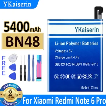 Сменный аккумулятор YKaiserin BN48 5400mAh для Xiaomi Redmi Note 6 Pro Note6 Pro Высококачественный аккумулятор Быстрая доставка