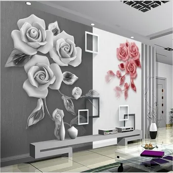 wellyu Изготовленные на заказ крупномасштабные фрески с рельефами rose art TV background настенные флизелиновые обои papel de parede para quarto