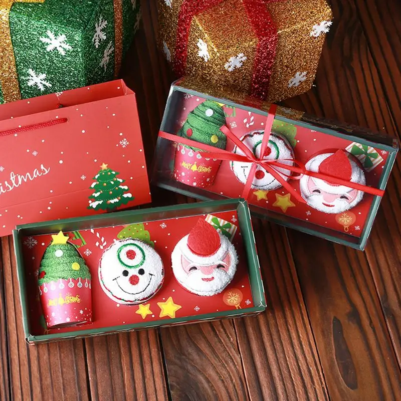 1 коробка Уникальной рождественской елки, снеговика, Санта-Клауса, полотенца для фестивальных подарков, вечеринок, предметов домашнего декора. . ' - ' . 0