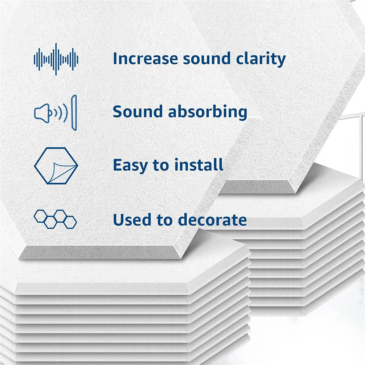 12 упаковок самоклеящихся акустических панелей, звуконепроницаемые панели 14 x 12 x 0,4 дюйма, шестигранные звукопоглощающие панели белого цвета . ' - ' . 3
