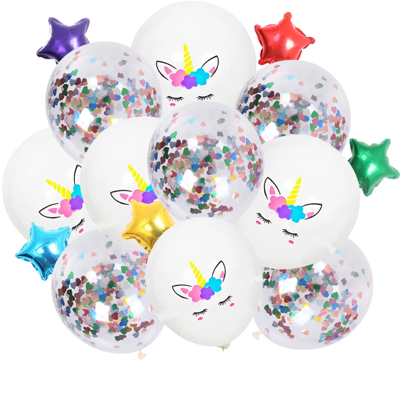 15шт Розовый белый Единорог латексный воздушный шар Конфетти украшение вечеринки по Случаю Дня рождения Душа ребенка Милая игрушка единорог Латексные Воздушные шары Поставки . ' - ' . 1