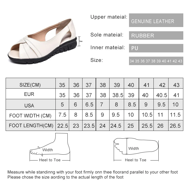 2023 Летние новые женские босоножки из натуральной кожи, нескользящие сандалии на плоской подошве, женская повседневная обувь для мам с открытым носком большого размера, Женская . ' - ' . 5