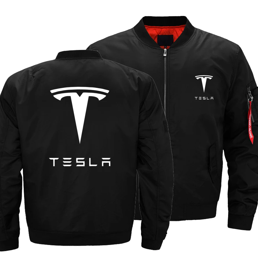 2023 Новая осенне-зимняя мужская летающая куртка с логотипом Tesla, модная утепленная ветровка, теплое повседневное бейсбольное пальто на молнии . ' - ' . 0