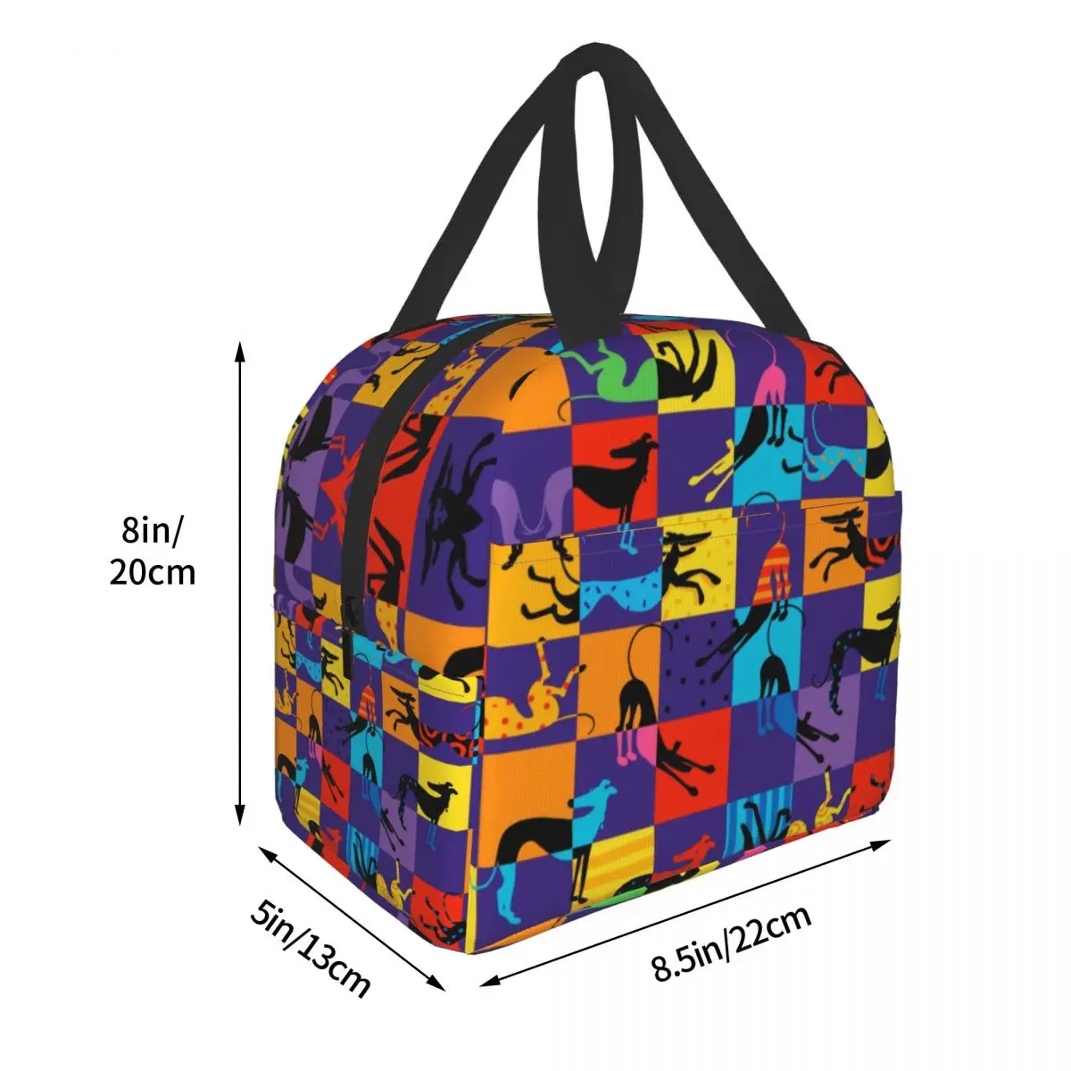 2023 Новая сумка для ланча в стиле поп-арт Hounds Lurcher для мужчин и женщин, теплый ланч-бокс с кулером и изоляцией для учащихся школы . ' - ' . 3