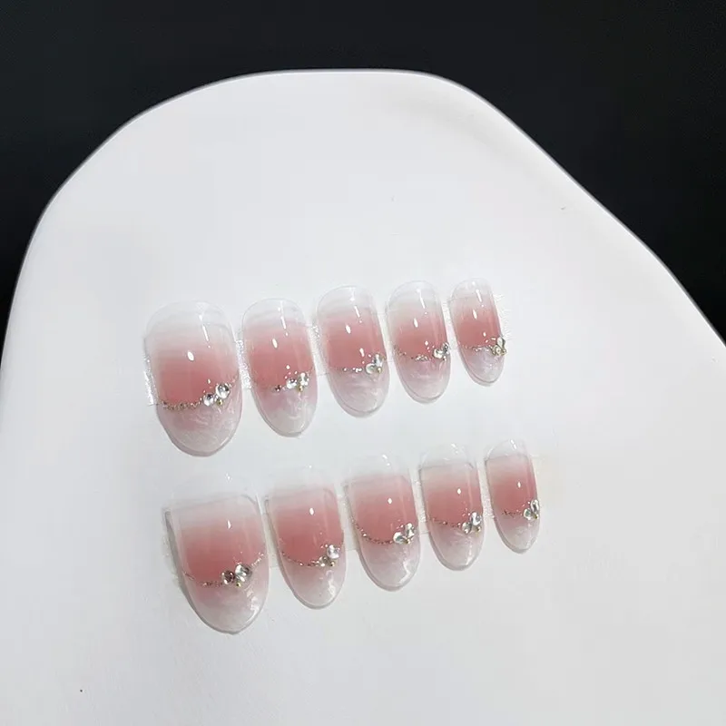 24 шт. Накладные ногти французского розового цвета 