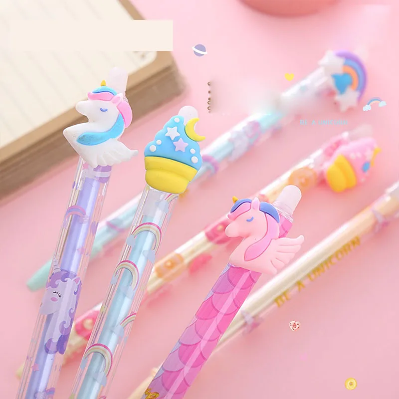 36 шт./лот, стираемая гелевая ручка Kawaii Rainbow Unicorn, Милые ручки с нейтральными синими чернилами 0,5 мм, рекламные подарочные Офисные школьные принадлежности . ' - ' . 2