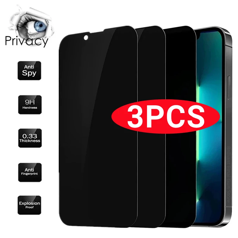 3ШТ Защитная Пленка для Экрана Конфиденциальности Для iPhone 15 14 PRO MAX Anti Spy Glass Для iPhone 13 12 11 XS Max 7 8 Plus SE 2022 Закаленное Стекло . ' - ' . 0