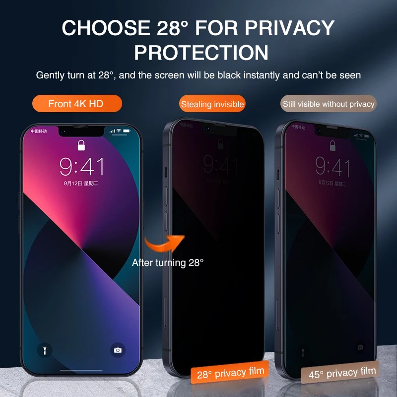 3ШТ Защитная Пленка для Экрана Конфиденциальности Для iPhone 15 14 PRO MAX Anti Spy Glass Для iPhone 13 12 11 XS Max 7 8 Plus SE 2022 Закаленное Стекло . ' - ' . 5
