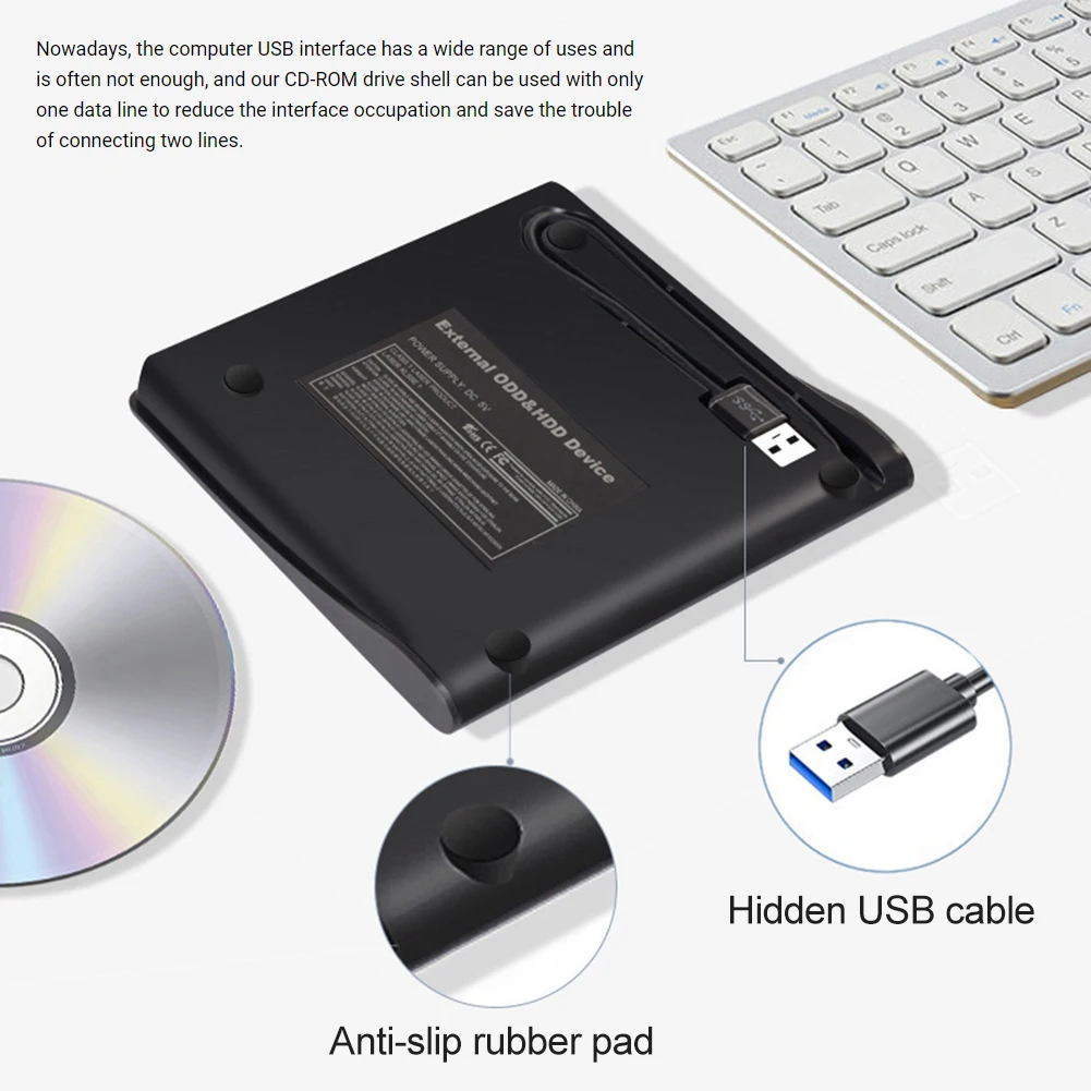 5 Гбит/с 12,7 мм USB 3,0 SATA Внешний DVD CD-ROM RW Плеер Оптические Приводы Корпус Для Портативного Компьютера Без Оптического Привода . ' - ' . 5