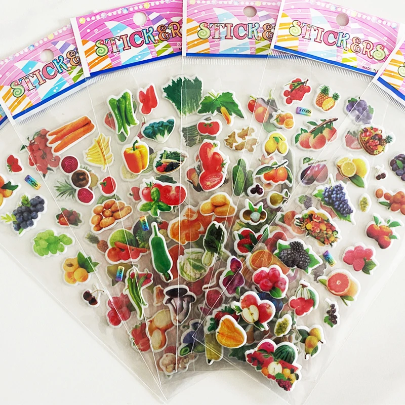 6 листов Свежих овощей и фруктов, милые мультяшные 3D наклейки, декор для скрапбукинга, сделай сам, детские развивающие познавательные игрушки для раннего обучения . ' - ' . 1
