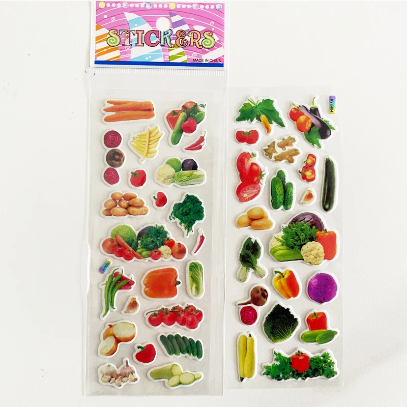 6 листов Свежих овощей и фруктов, милые мультяшные 3D наклейки, декор для скрапбукинга, сделай сам, детские развивающие познавательные игрушки для раннего обучения . ' - ' . 3
