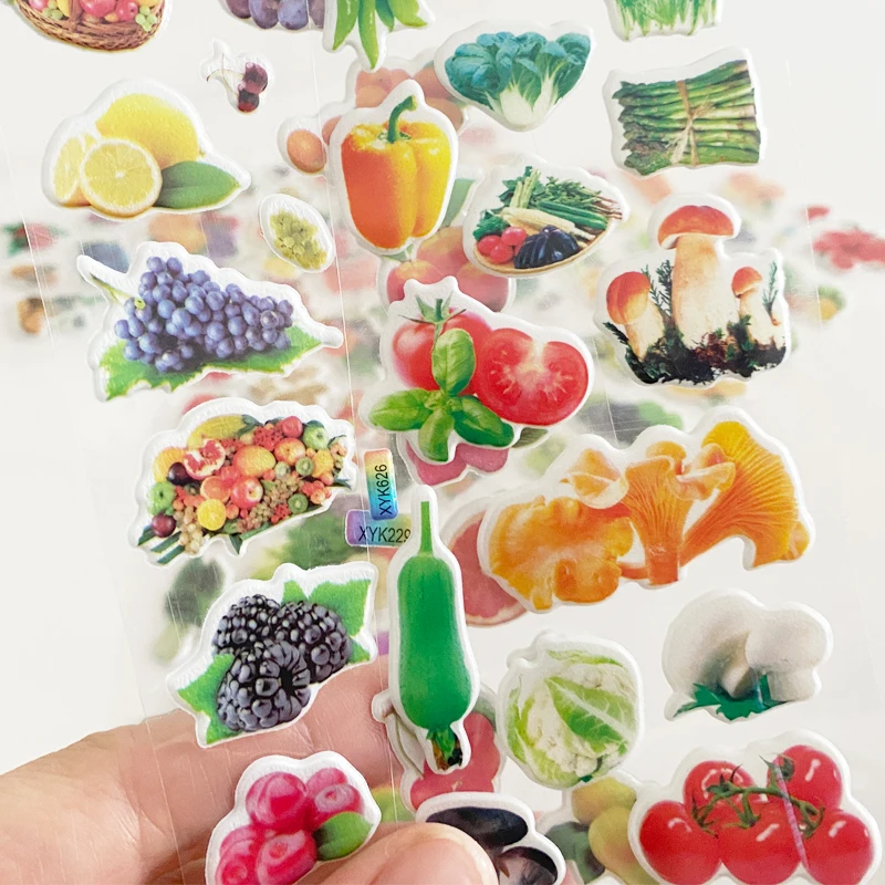 6 листов Свежих овощей и фруктов, милые мультяшные 3D наклейки, декор для скрапбукинга, сделай сам, детские развивающие познавательные игрушки для раннего обучения . ' - ' . 5
