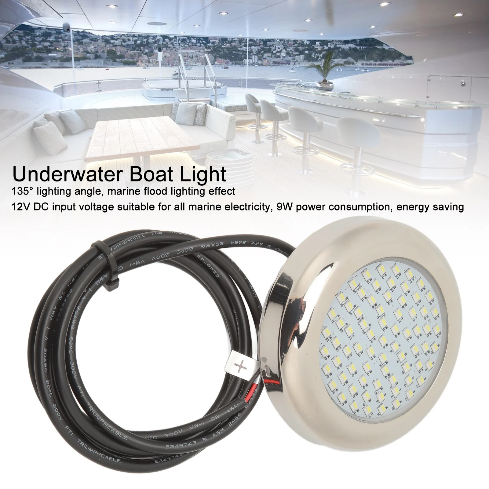 72LED Морской подводный светильник постоянного тока 12 В под углом 135 градусов IP68 Водонепроницаемая Внутренняя лампа для купола бассейна с морской водой Белый Синий . ' - ' . 4