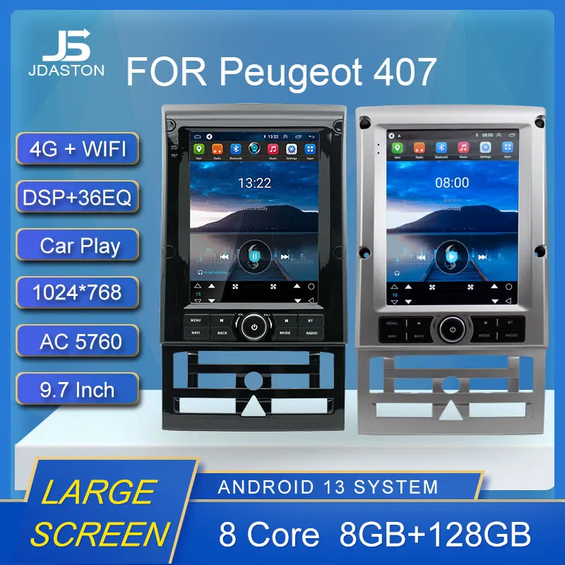 8G + 128G Android 13 Автомобильный Мультимедийный Плеер Для Peugeot 407 2004-2012 WIFI GPS Навигация Стерео Автомобильное Радио Видео DSP Carplay . ' - ' . 0