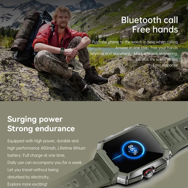 AK47 Смарт-часы 1,85 Дюйма HD С Большим Экраном Мужские Наручные Часы Для Занятий Спортом На открытом воздухе BT Call AI Voice 400mAh Мониторинг здоровья Smartwatch . ' - ' . 4