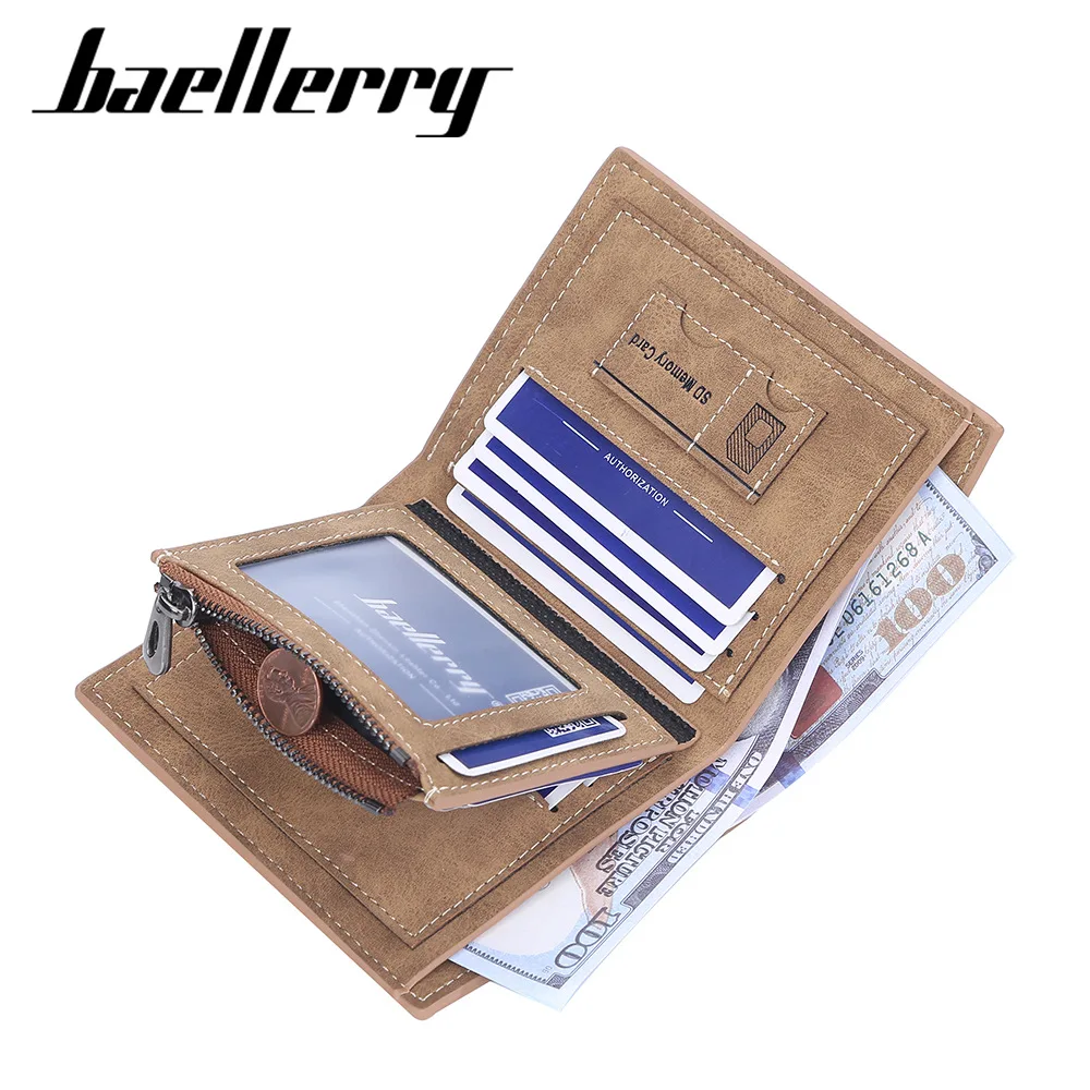 Baellerry Новый мужской короткий кошелек Бизнес-класса, горизонтальный и вертикальный кошелек на молнии с несколькими картами, портмоне оптом . ' - ' . 3