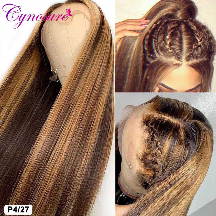Cynosure Выделите Светлые парики из человеческих волос на кружеве спереди, предварительно выщипанные 13x4 Омбре, Бразильские прямые парики из человеческих волос для чернокожих женщин . ' - ' . 2