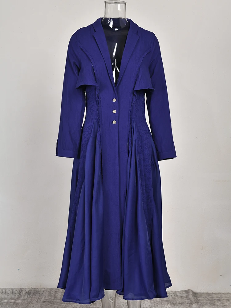 IEQJ Сшитые сетчатые плиссированные льняные макси-платья больших размеров с длинным рукавом, винтажное элегантное платье 2023 года, новая одежда 3W6617 . ' - ' . 1
