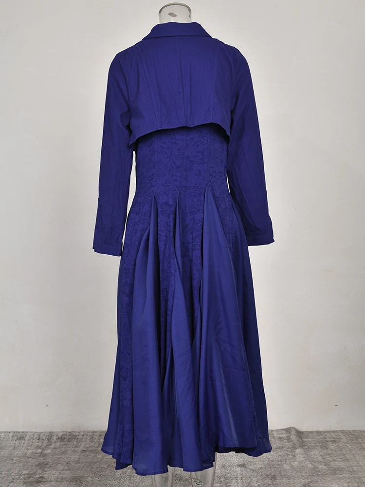 IEQJ Сшитые сетчатые плиссированные льняные макси-платья больших размеров с длинным рукавом, винтажное элегантное платье 2023 года, новая одежда 3W6617 . ' - ' . 2