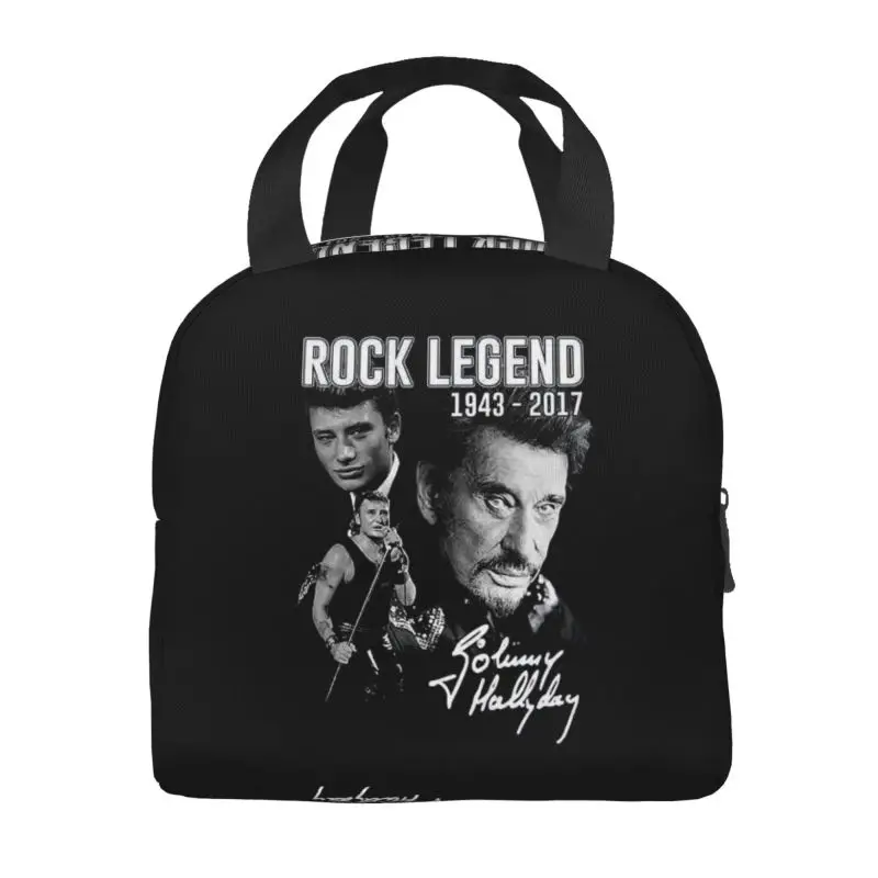 Johnny Hallyday, изолированная сумка для ланча для женщин, Герметичный термоохладитель для французского рок-певца, кассовый аппарат Bento, Работа в школе . ' - ' . 2