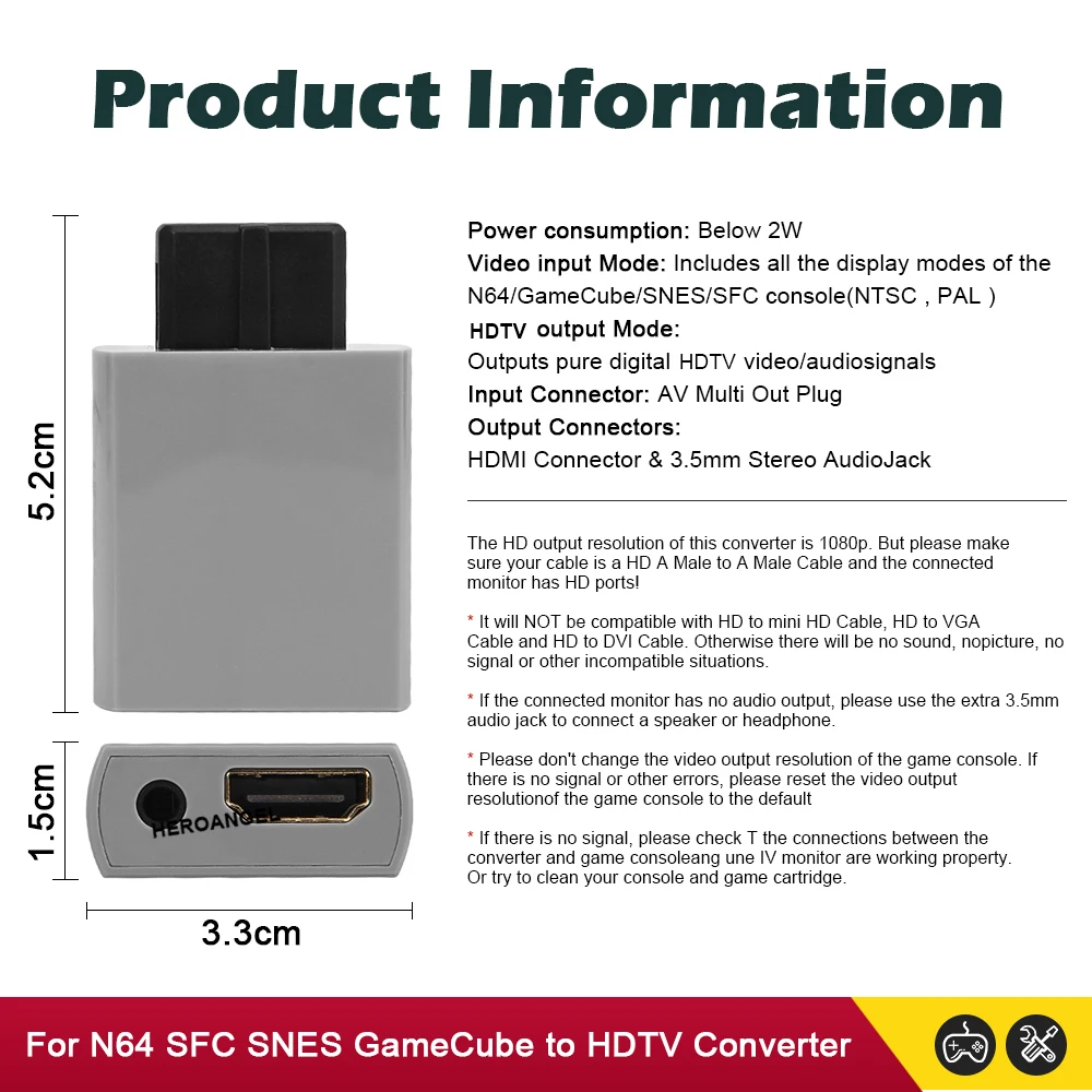 Mayflash 1080P HDMI-совместимый Конвертер Игрового адаптера для N64/NGC/SNES/SFC Plug and play Adapter к Аксессуарам HDTV . ' - ' . 4