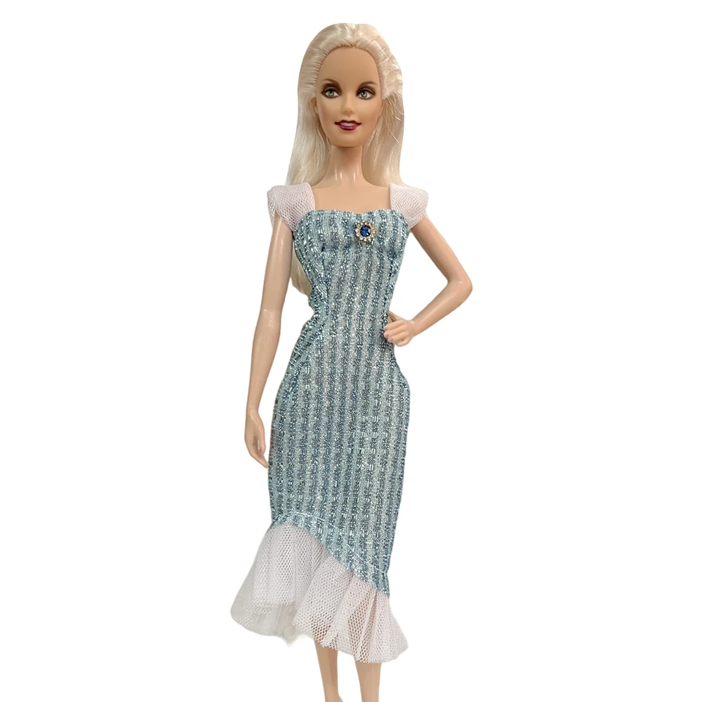 NK 1 шт., модное синее кружевное платье без рукавов, тонкая юбка, одежда для вечеринок, танцев, аксессуары для куклы Барби, игрушки для кукол для девочек 1/6 . ' - ' . 2