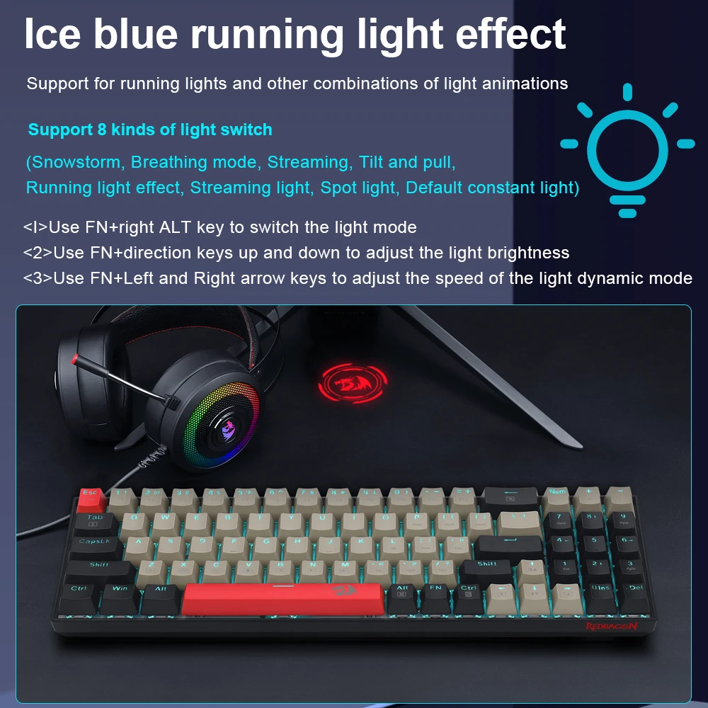 REDRAGON K688 USB Мини механическая игровая клавиатура Синий Красный переключатель 78 клавиш Проводной геймер для компьютера ПК ноутбук . ' - ' . 3