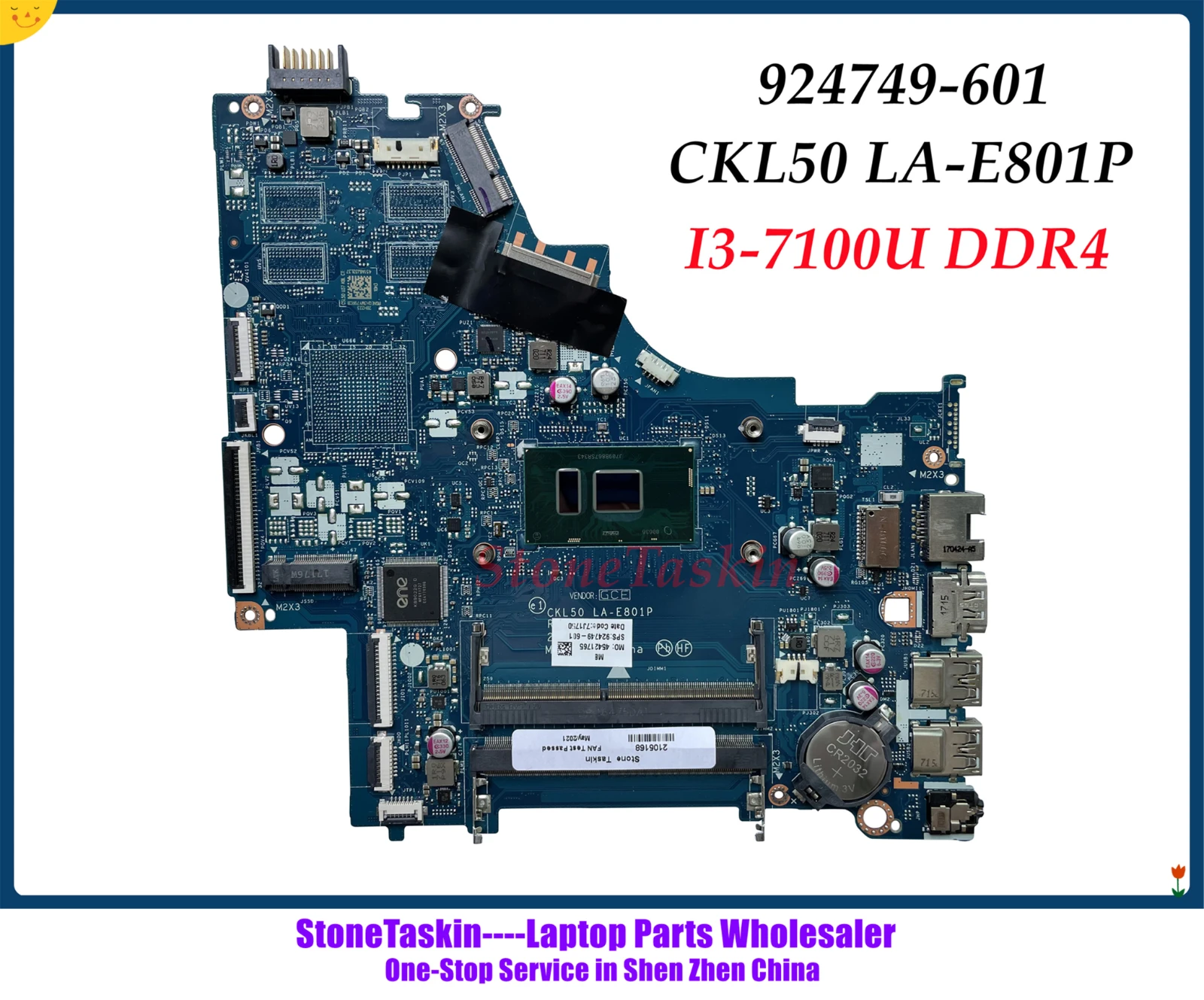 StoneTaskin 924749-601 Для HP Pavilion 15-BS Материнская плата ноутбука CSL50/CSL52 LA-E801P 924749-501 SR343 I3-7100U DDR4 100% Протестирована . ' - ' . 0