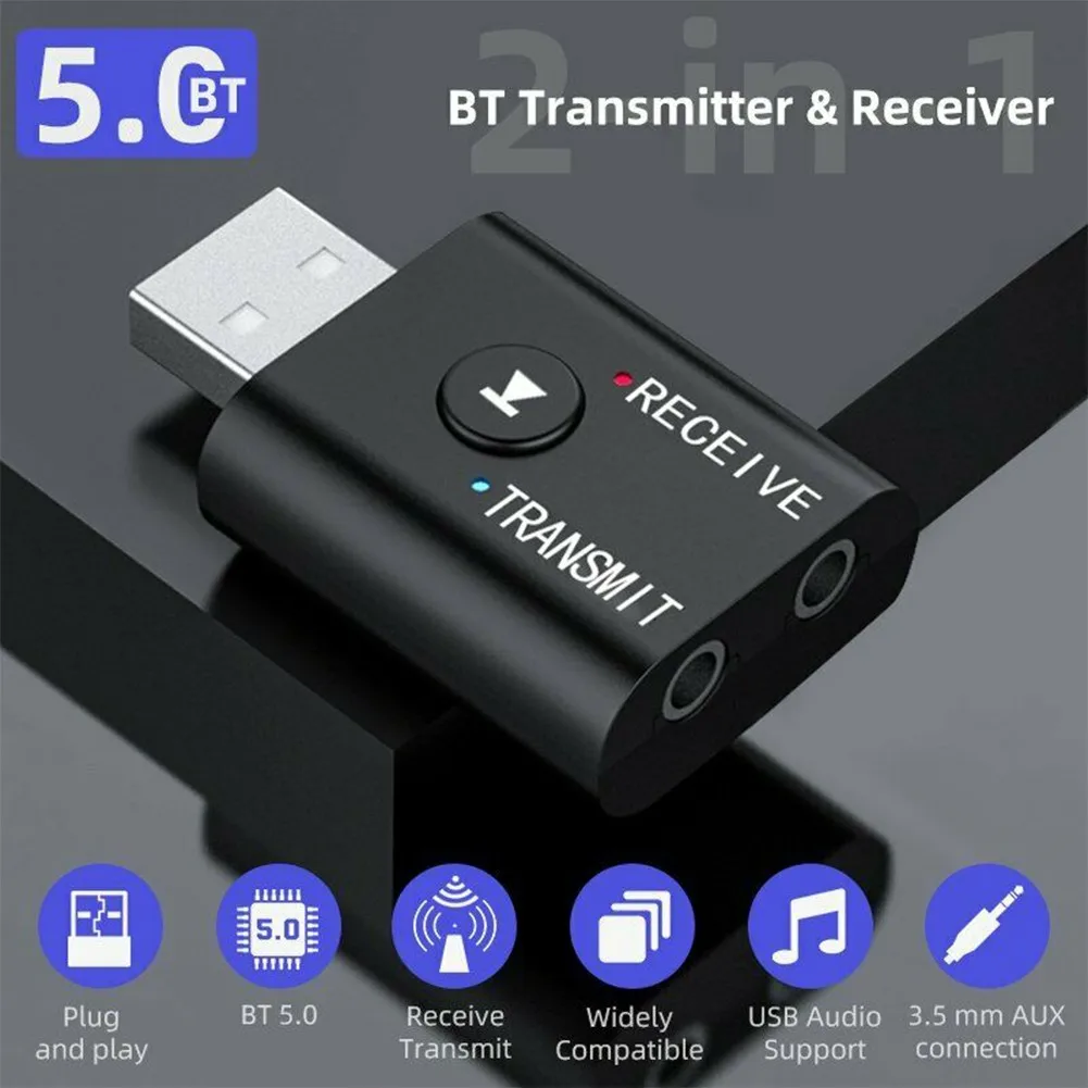 TR6 Bluetooth 5.0 Приемник передатчик 2 В 1 Беспроводной аудио 3,5 мм USB Aux Музыкальный адаптер для автомобильного динамика ПК телевизора . ' - ' . 1