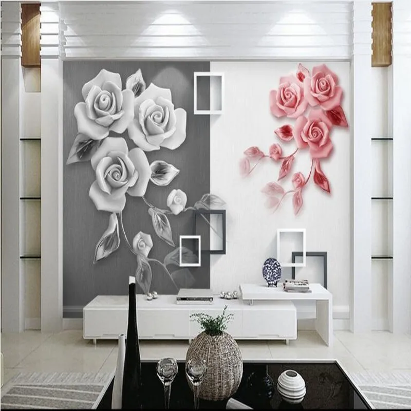 wellyu Изготовленные на заказ крупномасштабные фрески с рельефами rose art TV background настенные флизелиновые обои papel de parede para quarto . ' - ' . 2